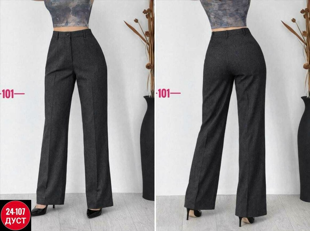 брюки прямые,классические брюки,брюки палаццо kiazo размер 42 серый,модные брюки,женские брюки