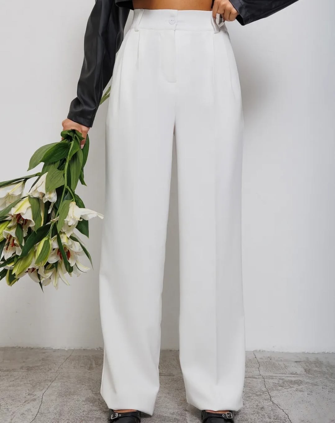 костюм брючный белый,женский брючный костюм,костюм женский брючный летний деловой топ с брюками палаццо dika,комплект брючный,летний костюм с брюками палаццо