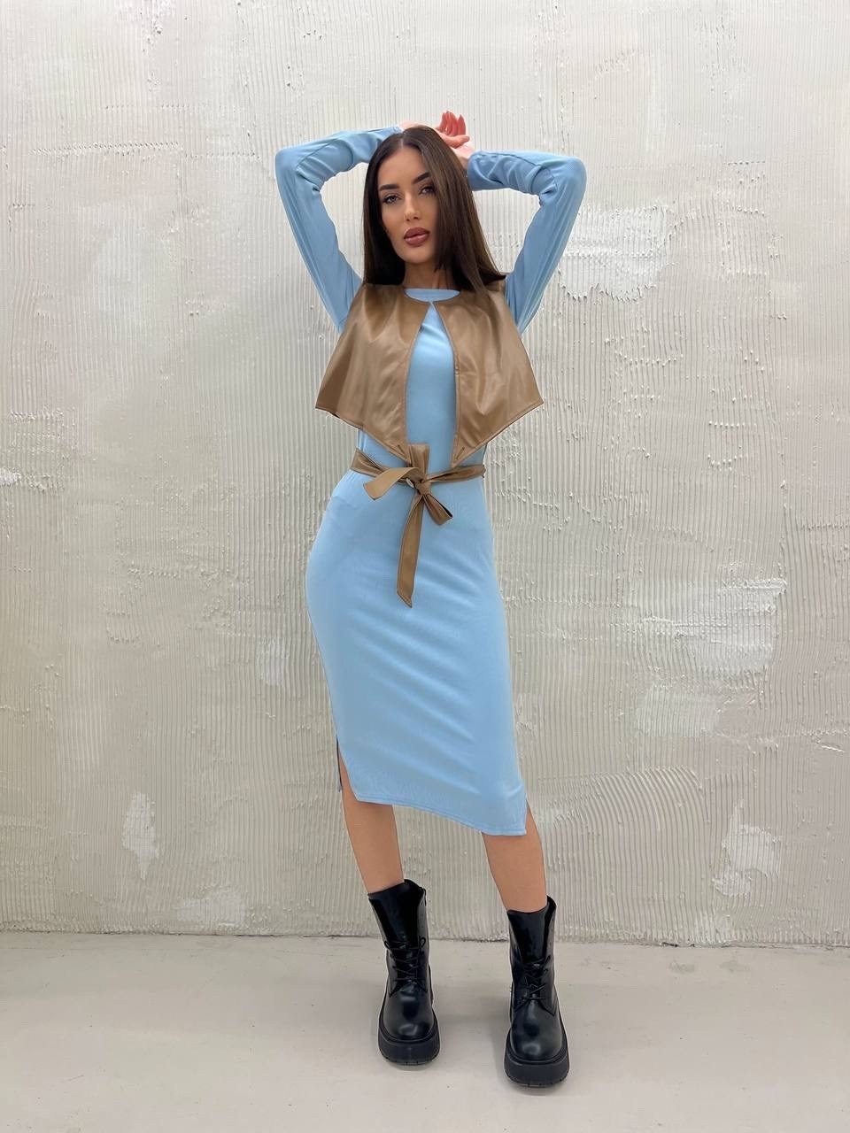 платье женской,платье стиль,жилетка с платьем,стильное платье,комбинированное платье