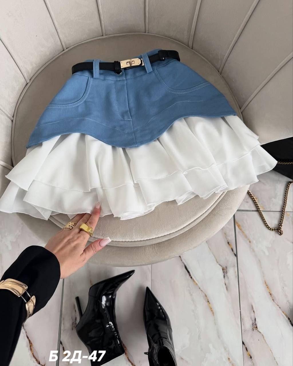 юбка джинсовая мини с воланом летняя bozbu 367368229,юбка с оборками,юбка женская джинсовая с воланами,юбка стильная,летняя юбка короткая с воланами zena's collective