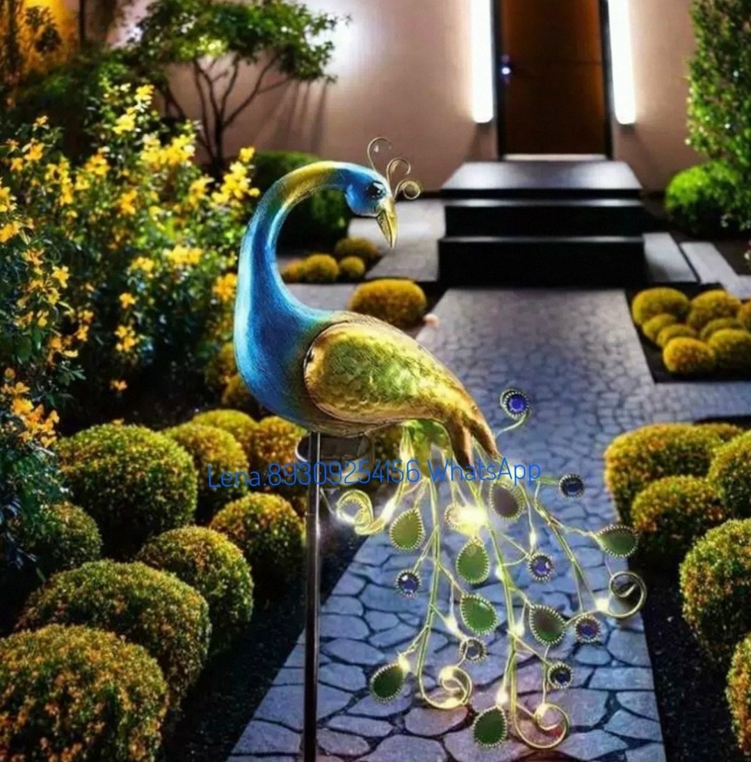 декоративные садовые светильники,павлин,павлин из металла,павлин из металла для сада,светильники садовые