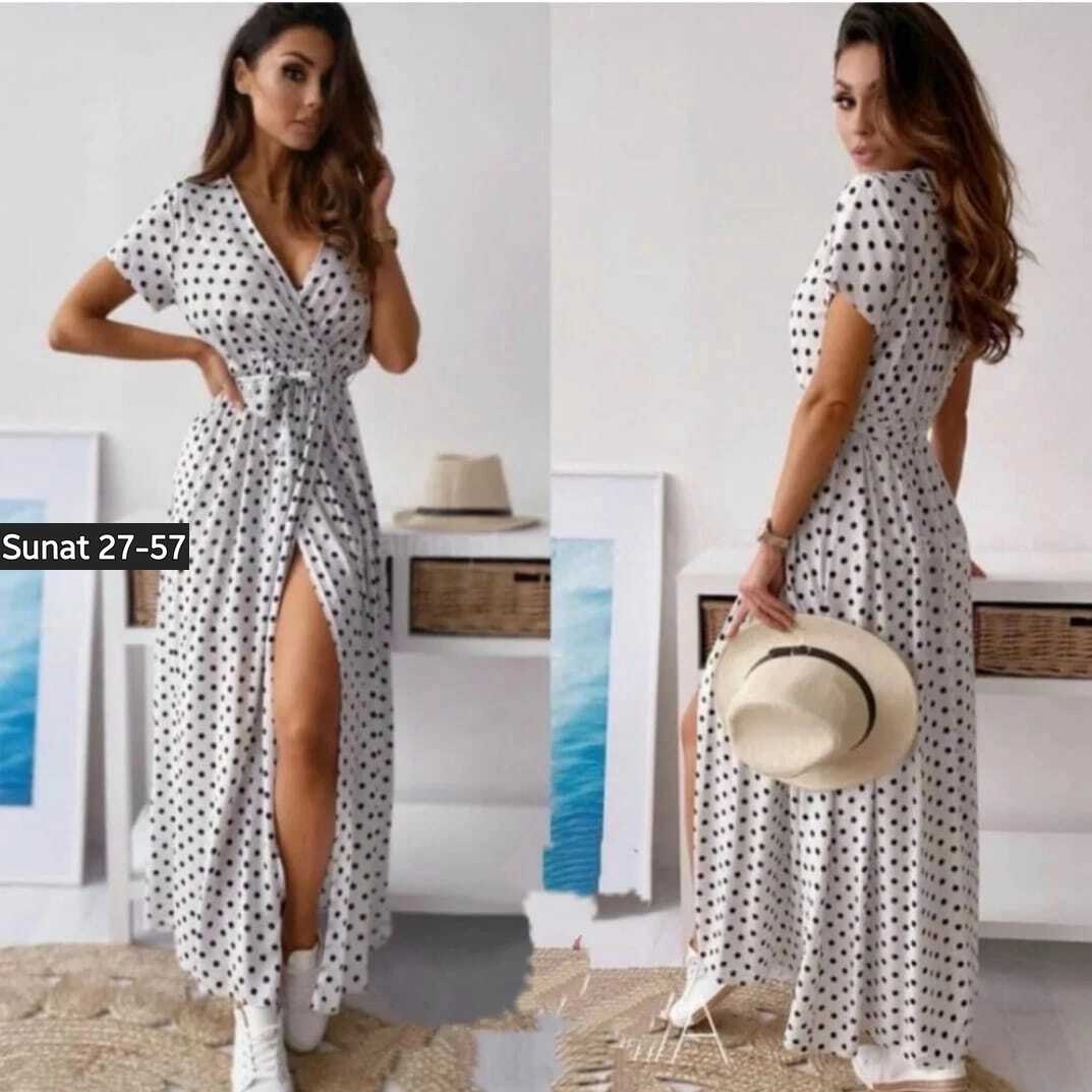 платье летнее женское,летнее платье,длинные платья в горошек,ткань софт платье в горошек,платье женское в горошек