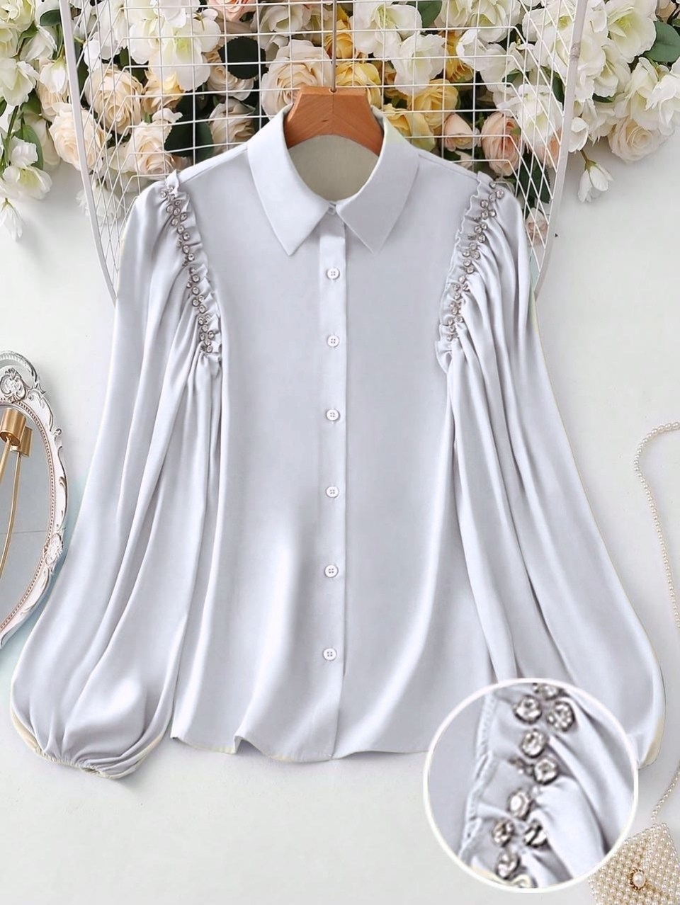 блузка с воротником,блузка стильная,женская блуза,блузка с оборками,рубашка блузка