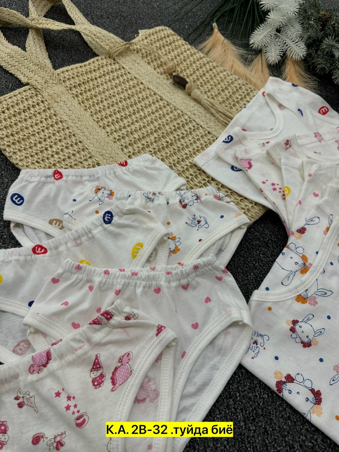 комплект детского нижнего белья,комплект майка трусы для девочки,комплект нижнего белья для девочек,белье детское комплект,комплект детский девочка (майка, трусы) № uz025