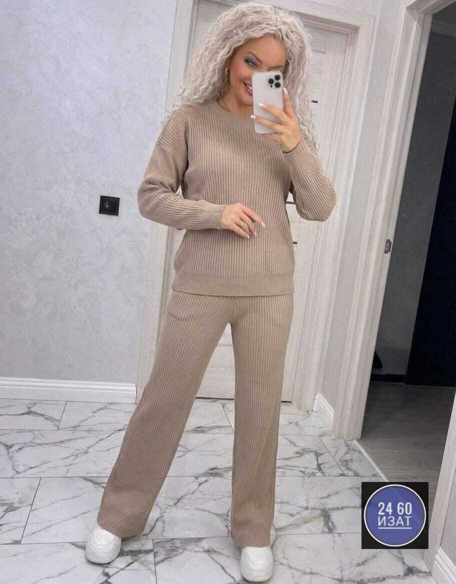 вязаный костюм с брюками палаццо,костюм женский,костюм классический,вязаный брючный костюм,трикотажный костюм
