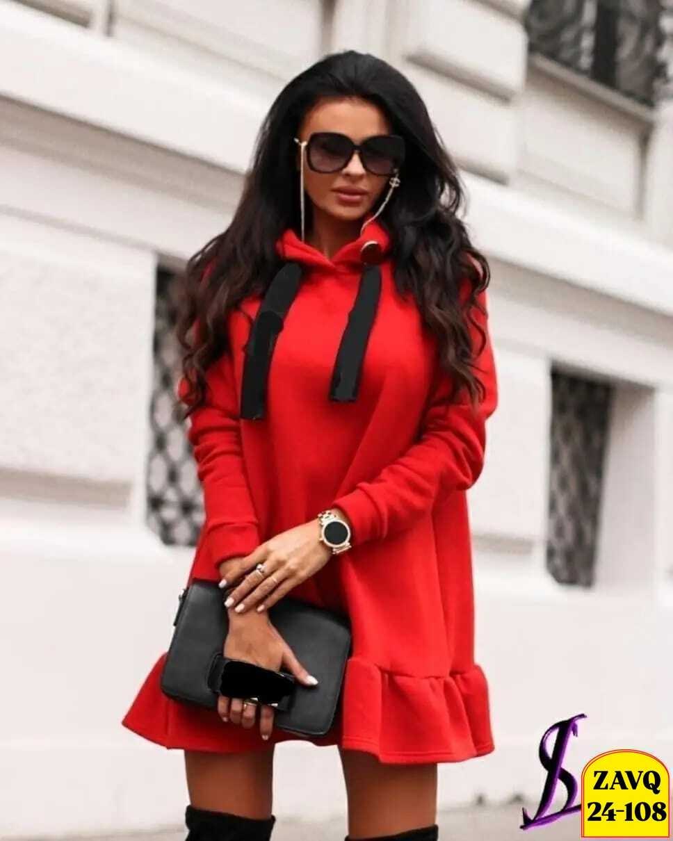 платье туника,платье женское теплое,теплое платье,платье с оборками,стильное платье