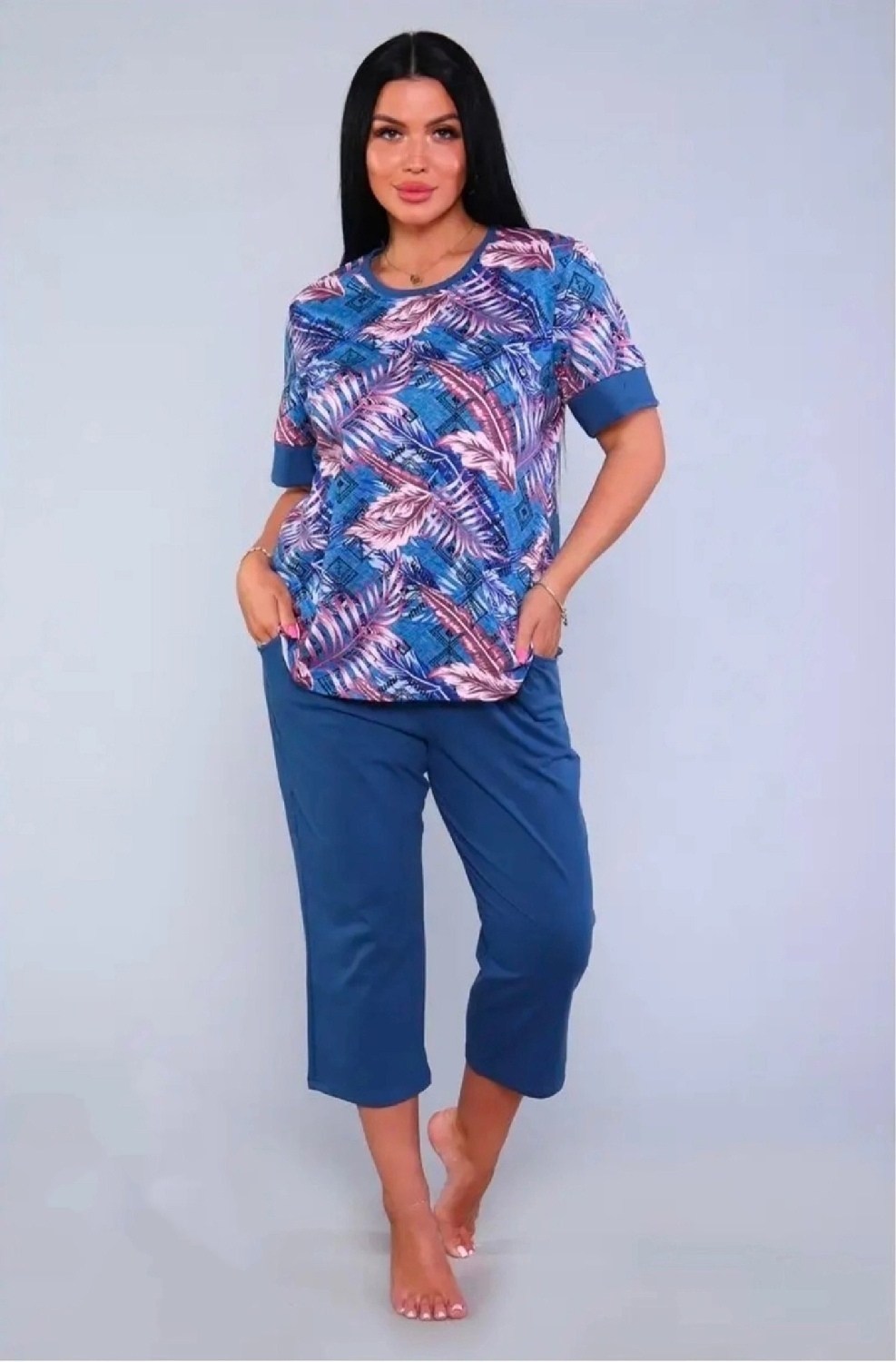 женский трикотажный костюм с бриджами,костюм с бриджами,костюм с бриджами женский,домашний костюм с бриджами большие размеры,костюм трикотажный женский