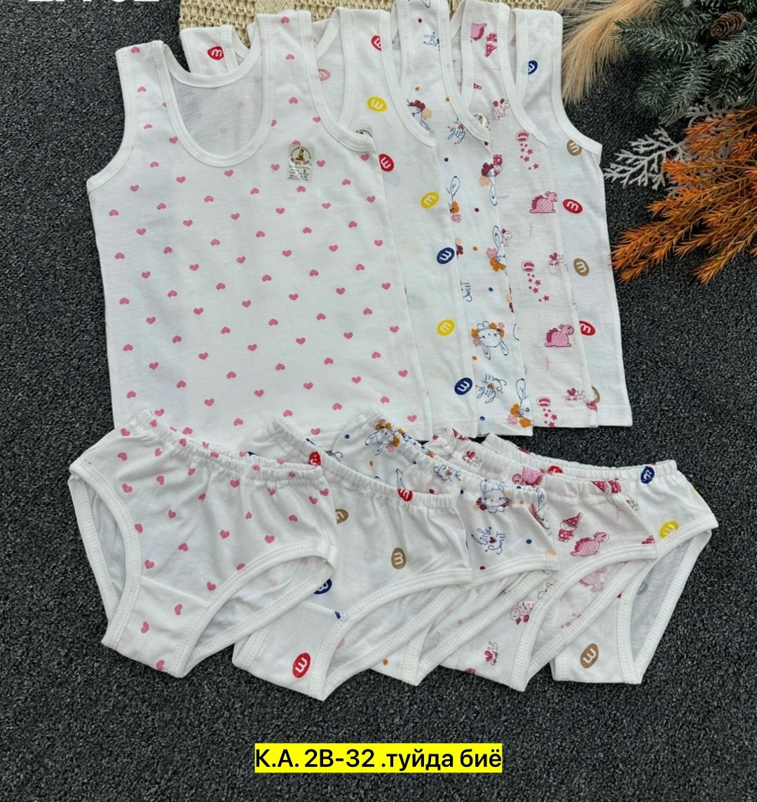 комплект детского нижнего белья,комплект майка трусы для девочки,комплект нижнего белья для девочек,белье детское комплект,комплект детский девочка (майка, трусы) № uz025