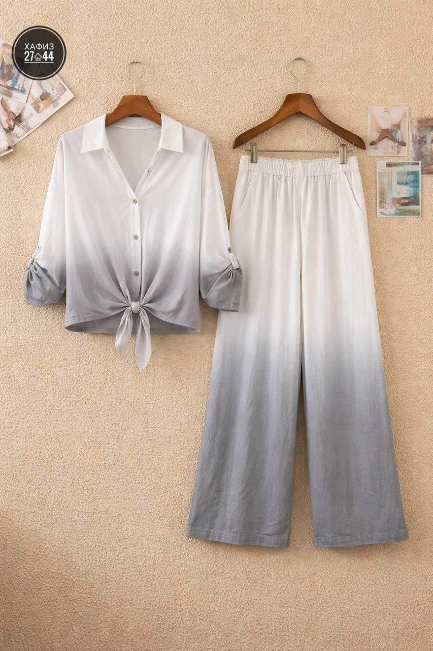 костюм женский льняной,костюм льняной,брюки комплект,льняные брюки,костюм женский летний брючный с рубашкой двойка missrose