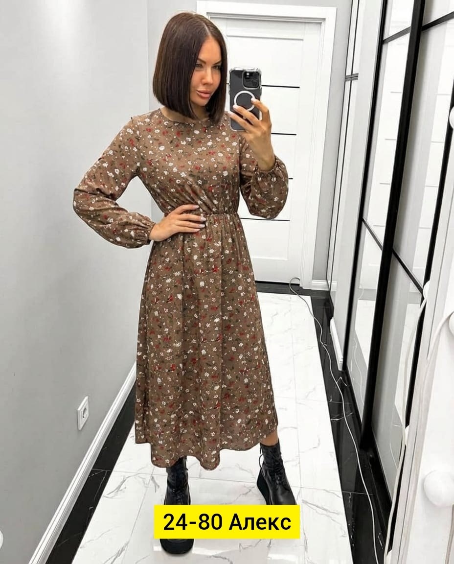 платье женское,платье женское черное в цветочек с длинным рукавом,модные платья 2026,платье женское прадо,женское платье миди