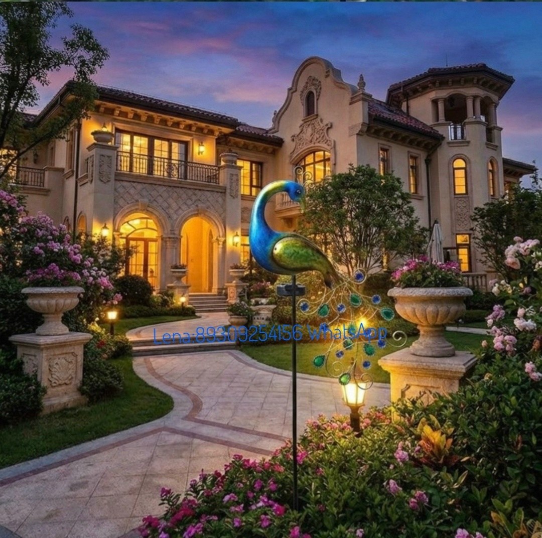декоративные садовые светильники,павлин,павлин из металла,павлин из металла для сада,светильники садовые