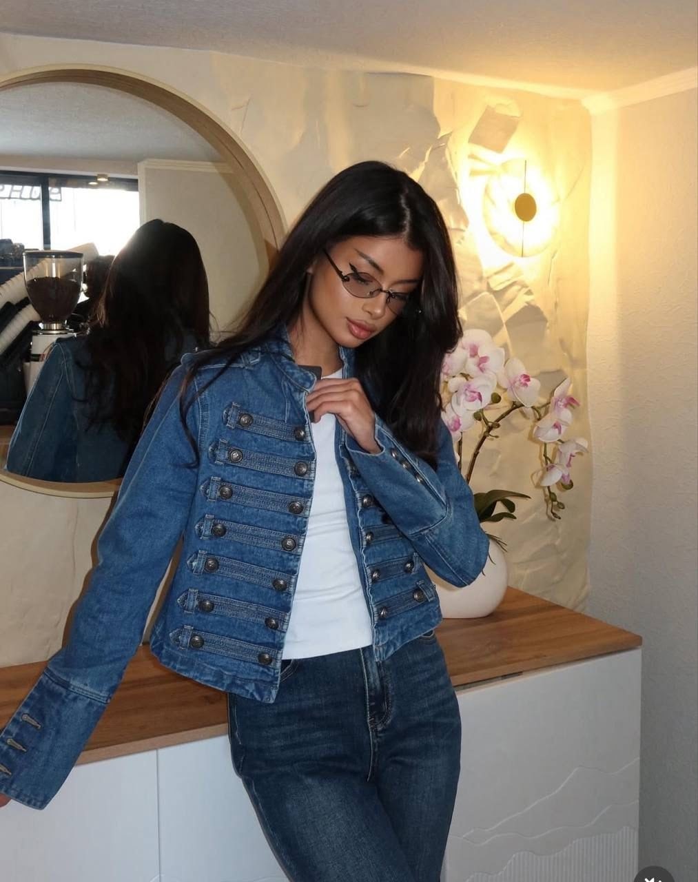 джинсовая куртка в стиле милитари,куртка в стиле милитари,куртка в стиле милитари женская,куртка джинсовая укороченная,джинсовая куртка