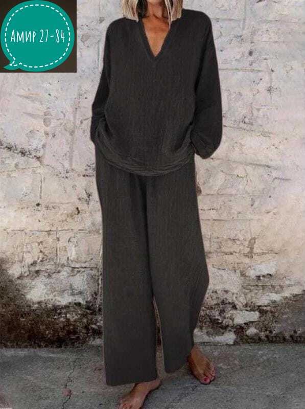 брючный костюм повседневный,костюм женский,пижама для женщин,однотонный костюм,костюм брючный
