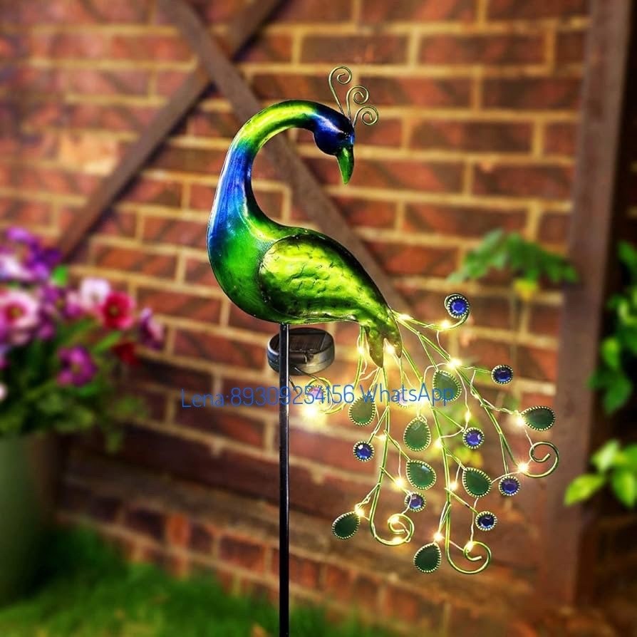 декоративные садовые светильники,павлин,павлин из металла,павлин из металла для сада,светильники садовые