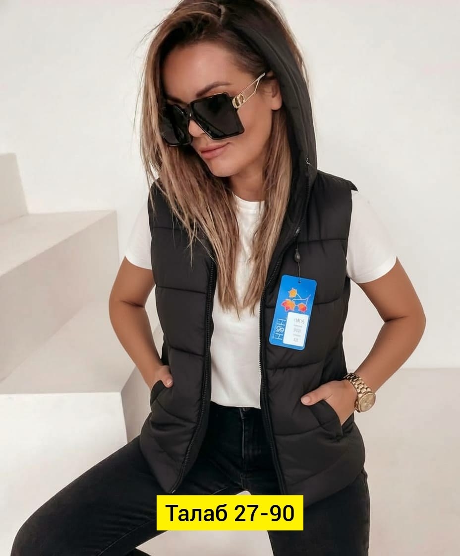 женская жилетка,жилет женский,жилет с капюшоном женский,демисезонная жилетка,жилетка дутая женская