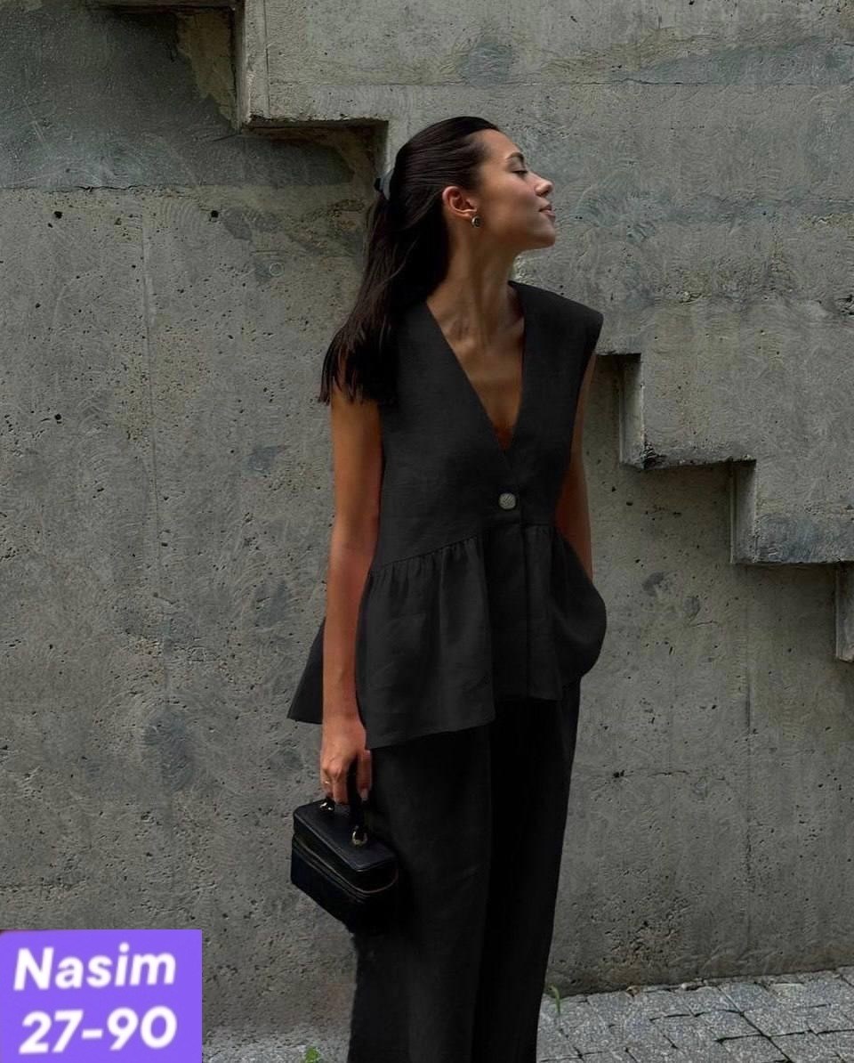 костюм женский с жилеткой,костюм женский летний,костюм льняной летний,летние костюмы,брючный льняной костюм