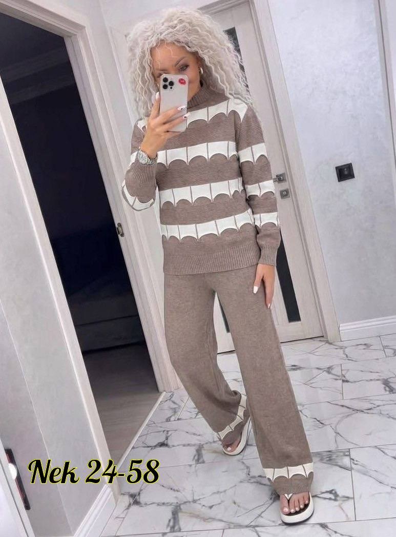 костюм трикотажный вязаный с брюками теплый miss merry jayne 257931571,костюм женский,костюм женский трикотажный,костюм кашемировый женский брючный,вязаный костюм женский