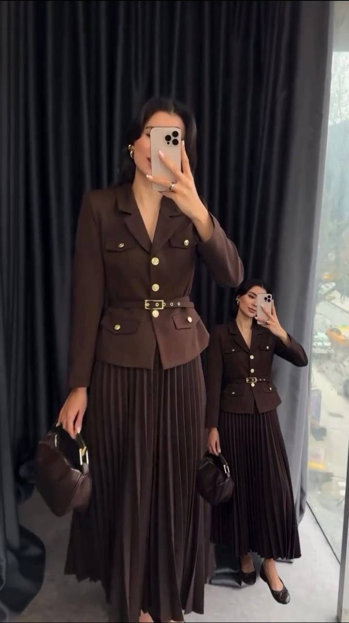 костюм женский с юбкой,костюм с юбкой плиссе mizomela,костюм с юбкой плиссе,элегантная кнопка лацката пиджак и длинная юбка костюма женщины повседневные с длинным рукавом,костюм юбка