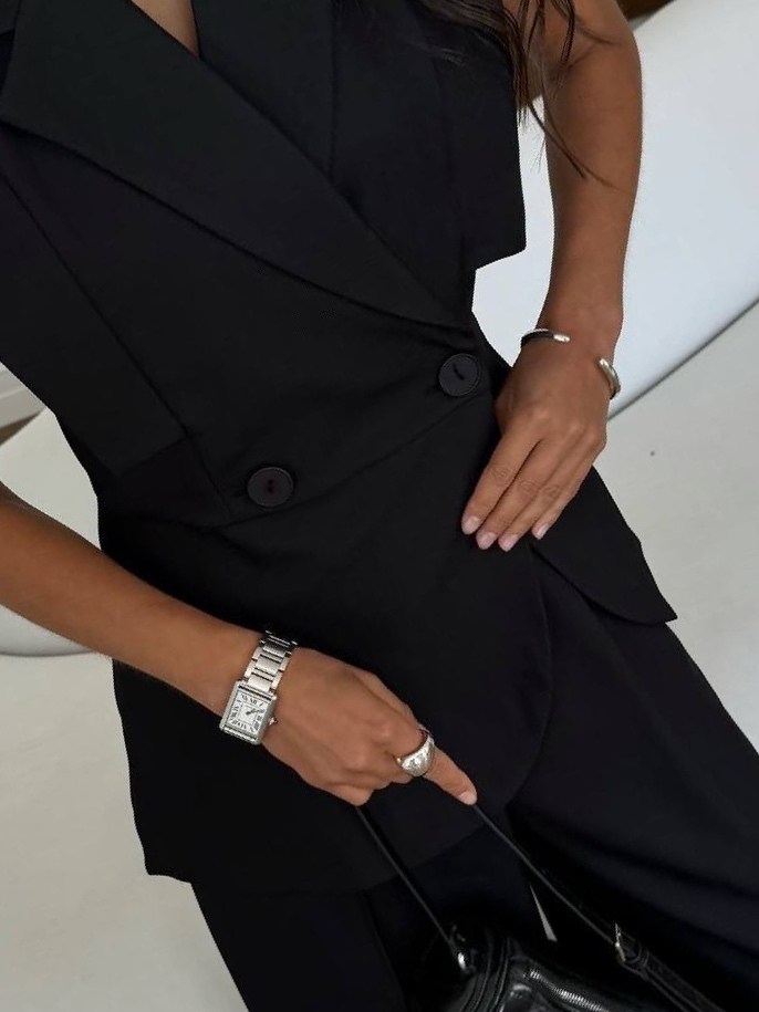 удлиненный жилет,костюм женский с брюками и жилеткой olivia bellucci,жилет приталенный,жилет костюмный классический,жилет женский классический