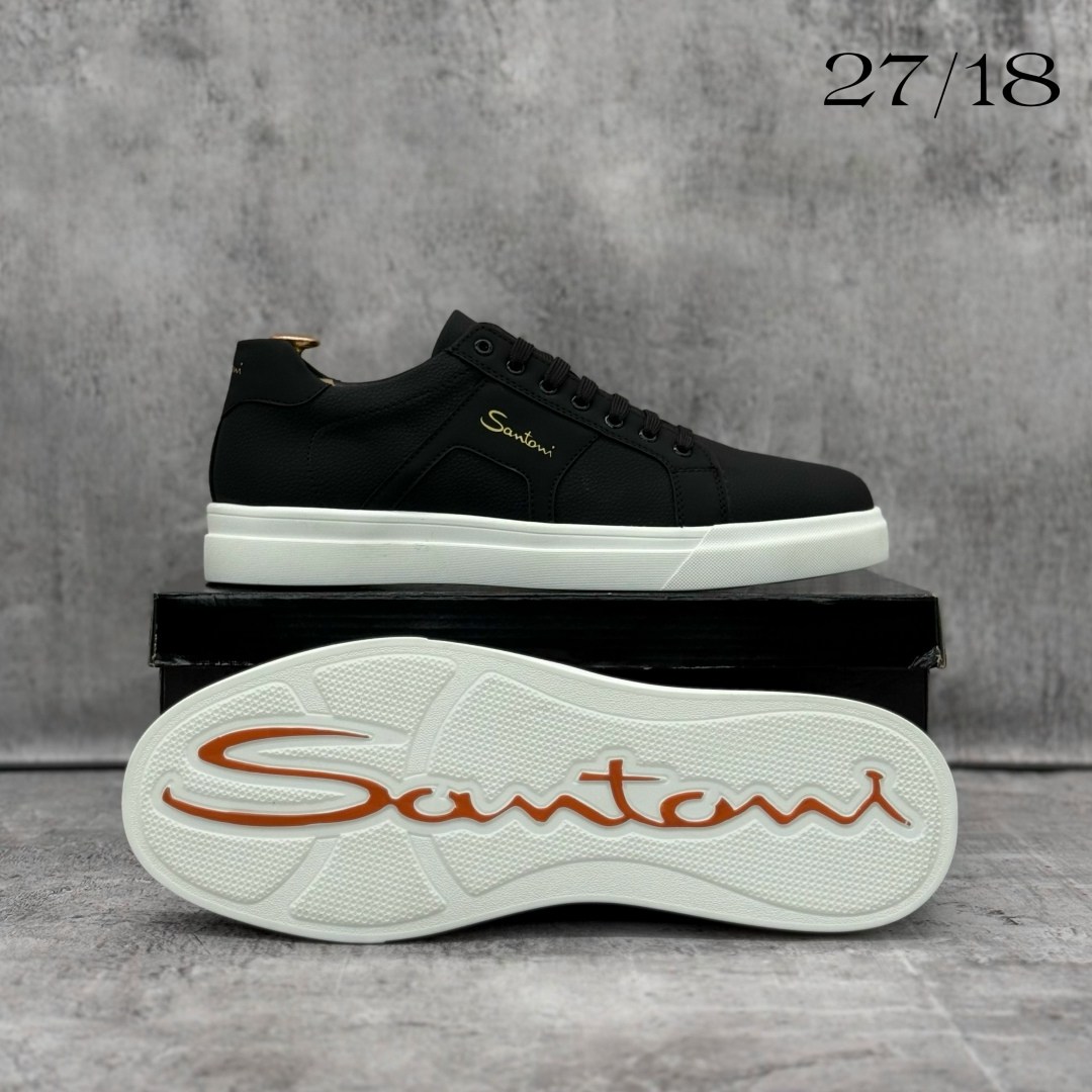 мужские кеды,мужские кеды santoni,кеды мужские кожаные santoni черные premium,мужские чёрные кеды santoni,мужская