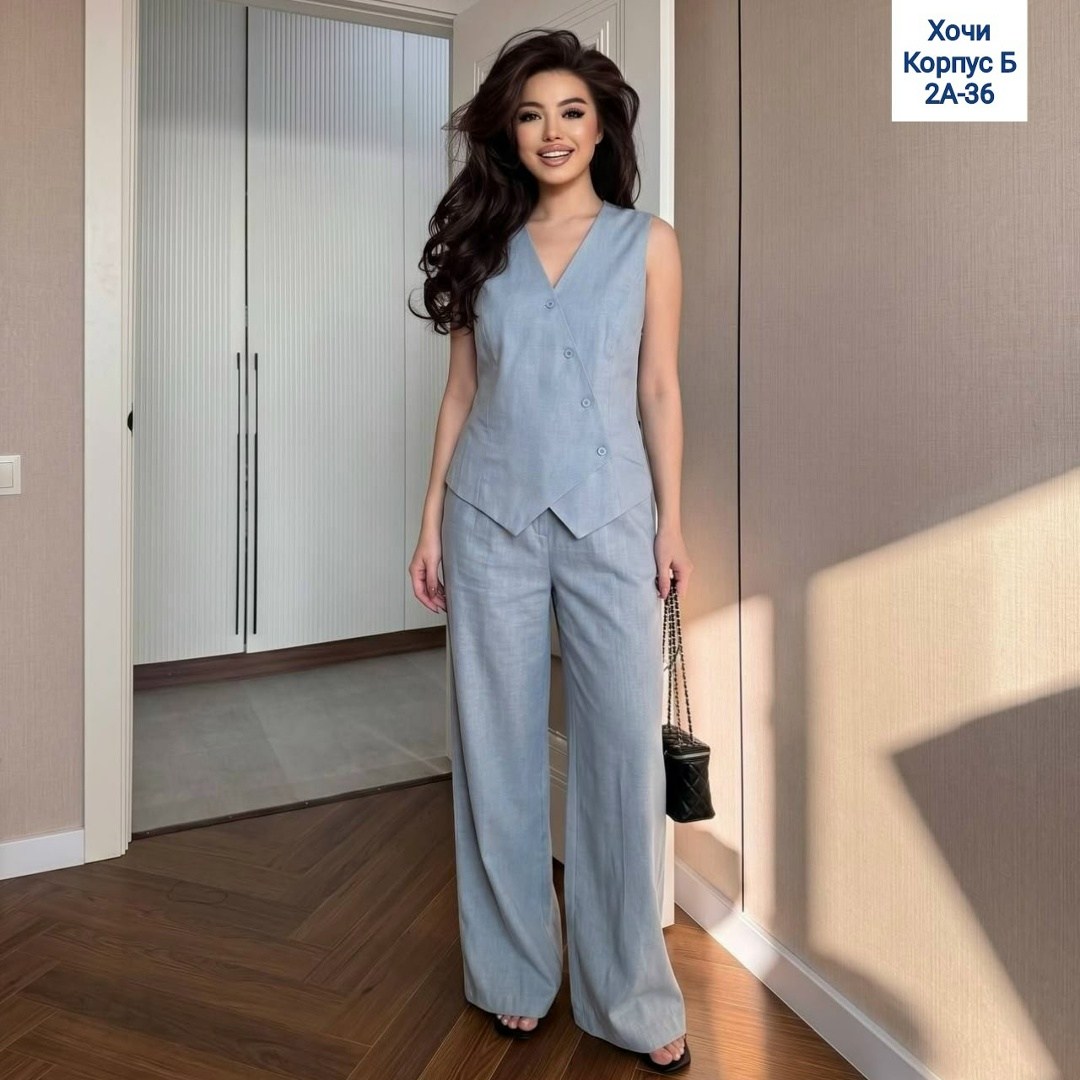 костюм льняной брючный с жилетом much love,льняной костюм женский брючный с жилеткой,брючный костюм,брючный костюм с жилетом женский,женский брючный костюм с жилеткой