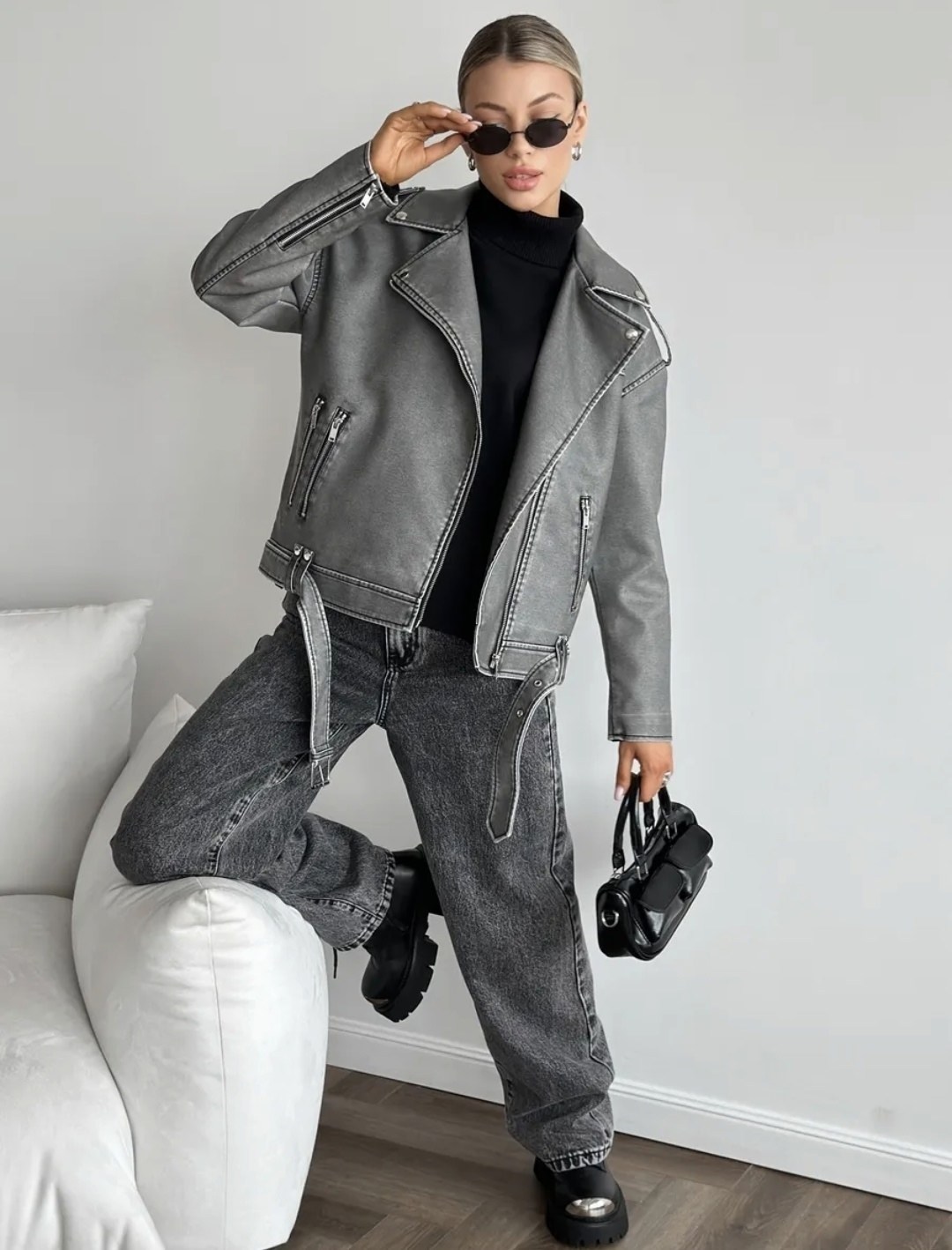 косуха винтажная куртка кожаная oversize серая monyken,косуха серая винтажная куртка кожаная оверсайз aftfbasic,косуха куртка,косуха кожаная куртка оверсайз демисезонная,женская куртка косуха