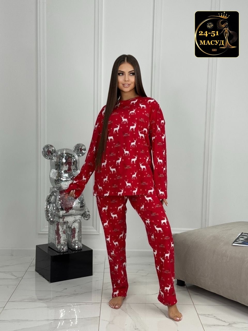 пижама красная,женская пижама,пижама двойка,пижамы новый год ,женская пижама п-96 красная