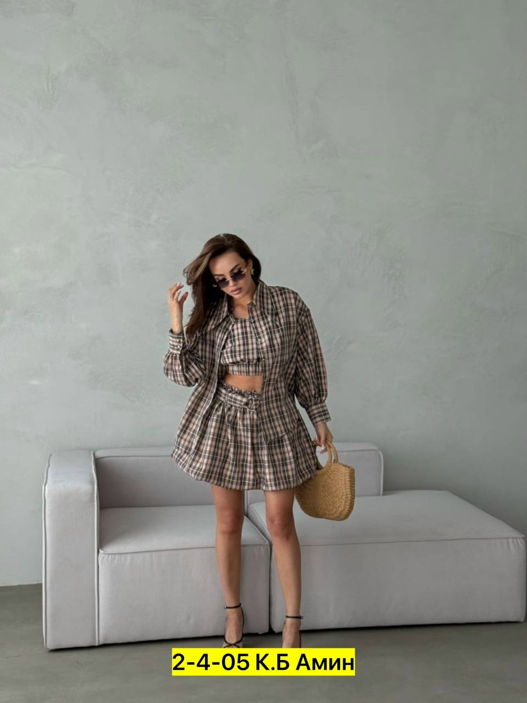 костюм с юбкой и рубашкой,женский костюм с юбкой,женские костюмы,костюм в клетку,костюм с юбкой