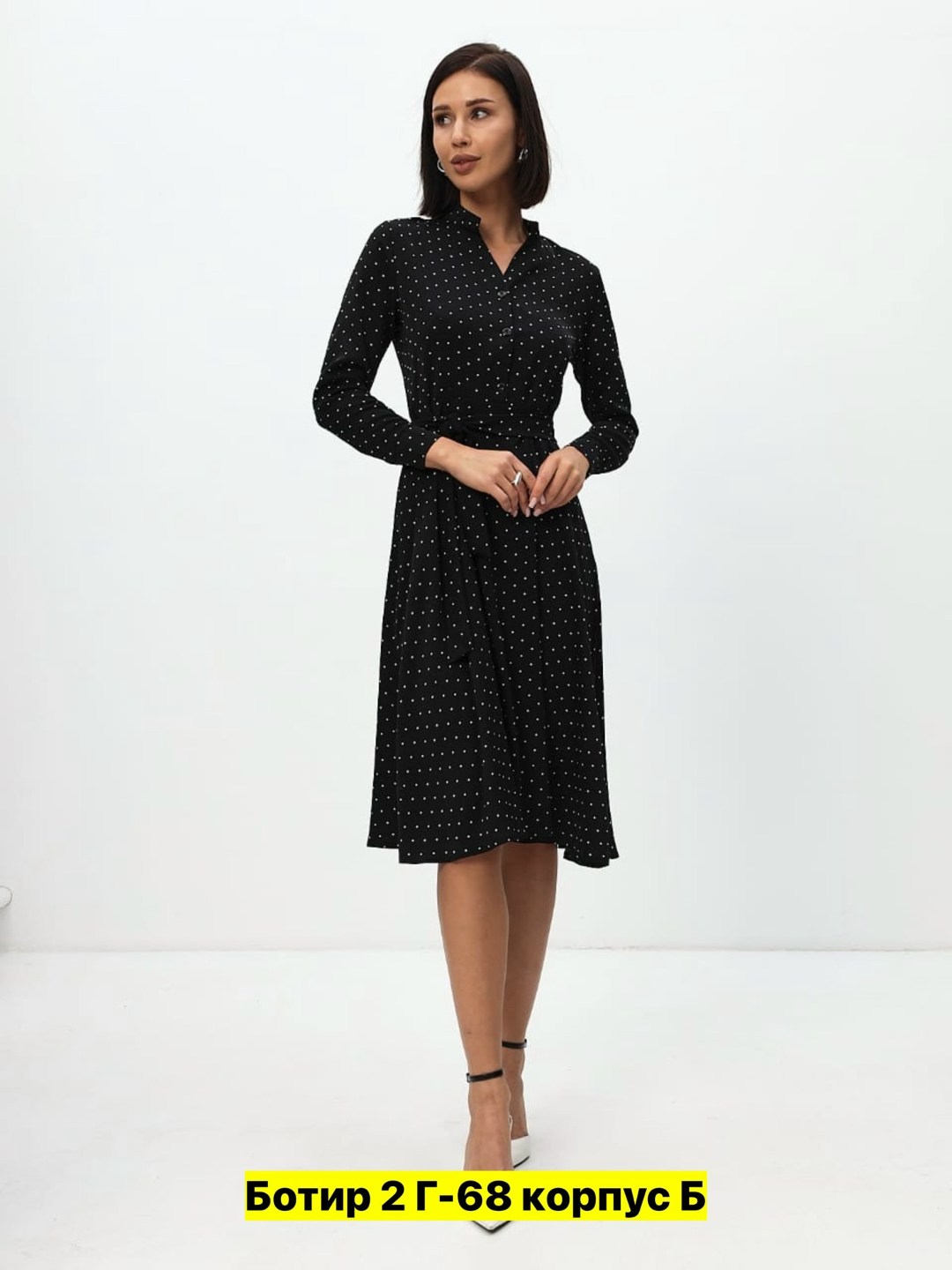 платье,платье женское в горох,,платье женское черное,платье миди