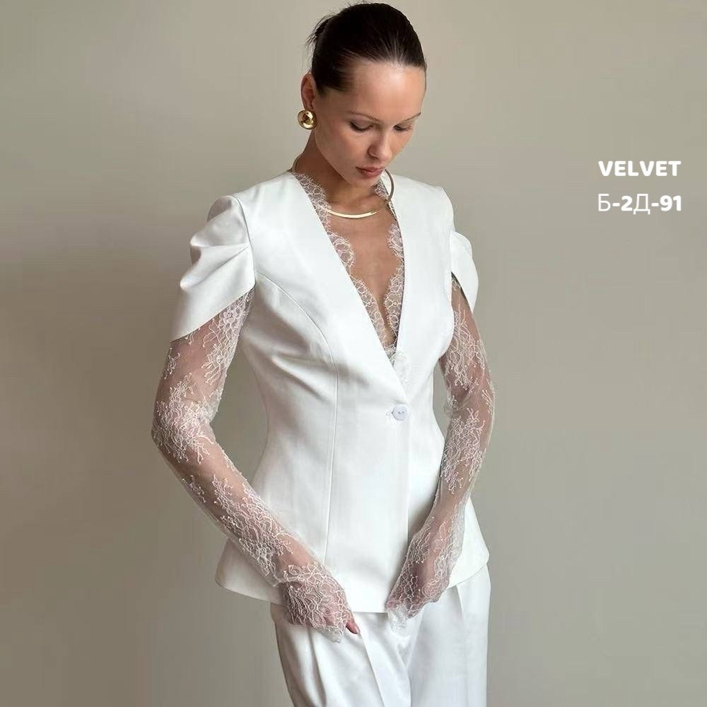 жакет с кружевными рукавами,костюм для женщин,жакет,пиджак с кружевным рукавом liziko,пиджак с кружевом