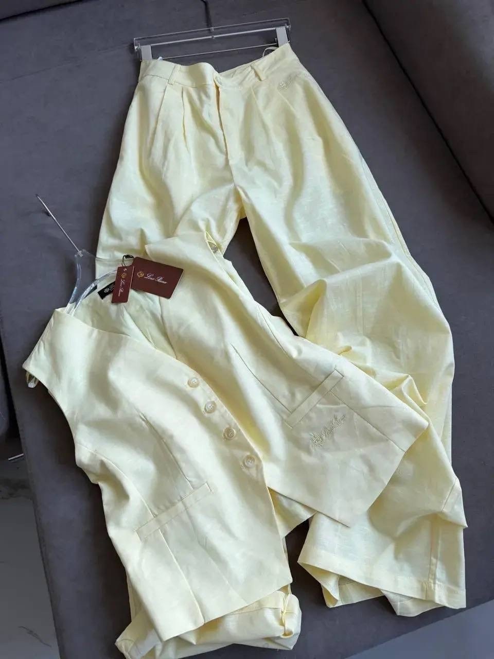 костюм льняной брючный,женские брючные костюмы,широкие брюки,повседневный костюм,брюки комплект