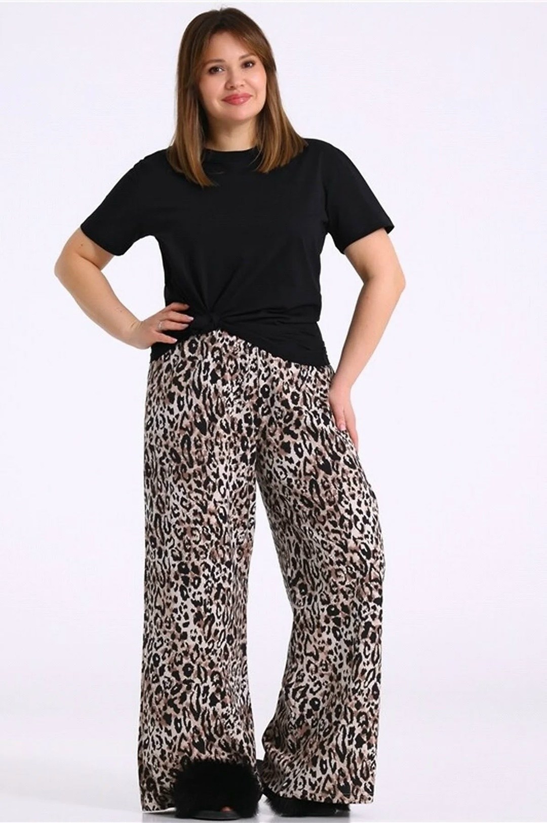 широкие брюки с леопардовым принтом vero moda,брюки черный леопард на коричневом,брюки 1жбб4618001н черный леопард на коричневом,брюки с леопардовым принтом,брюки buter 2893 принт леопард