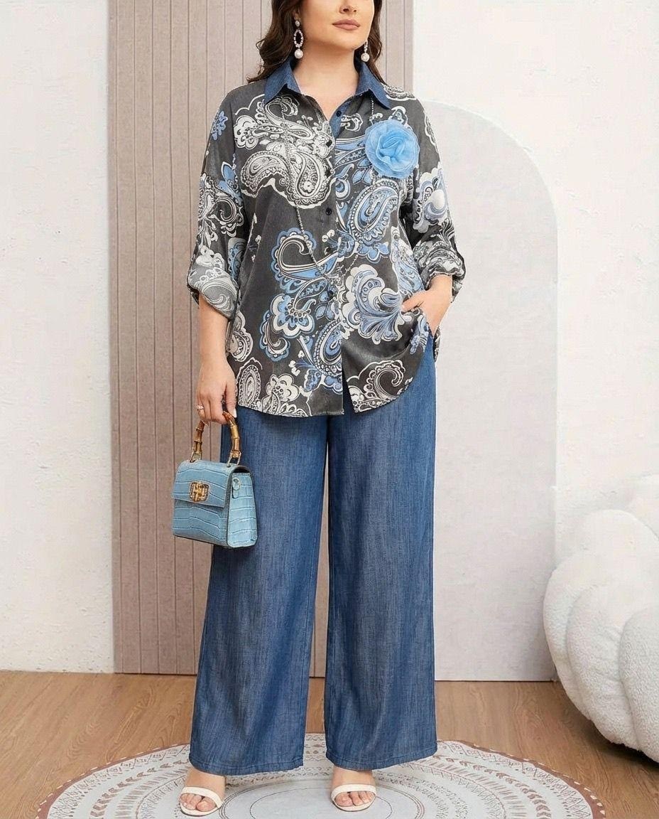 брючный комплект,джинсы для полных женщин,джинсы для полных,фасон блузки,блуза и брюки