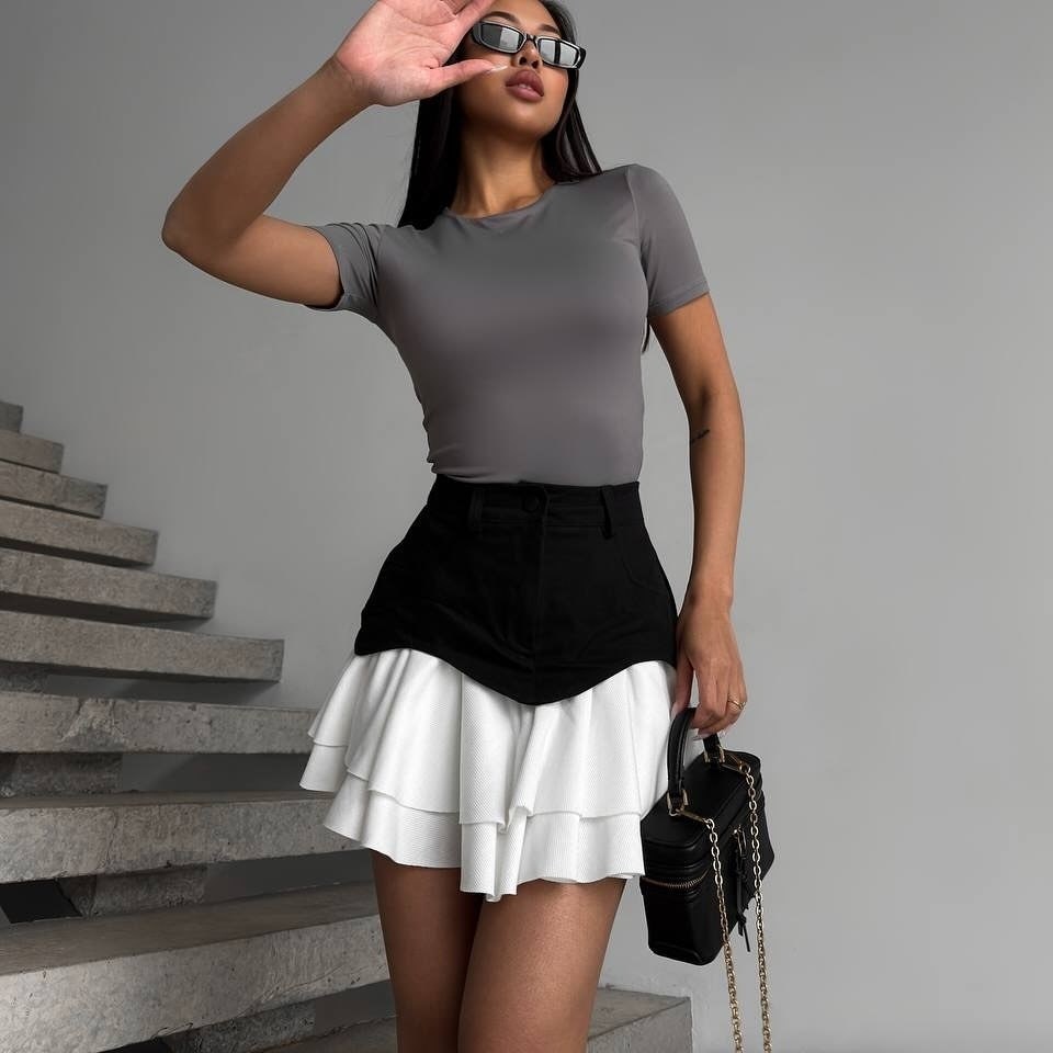 короткая юбка с рюшами,юбка,юбка с оборками,короткая юбка,пояс юбка