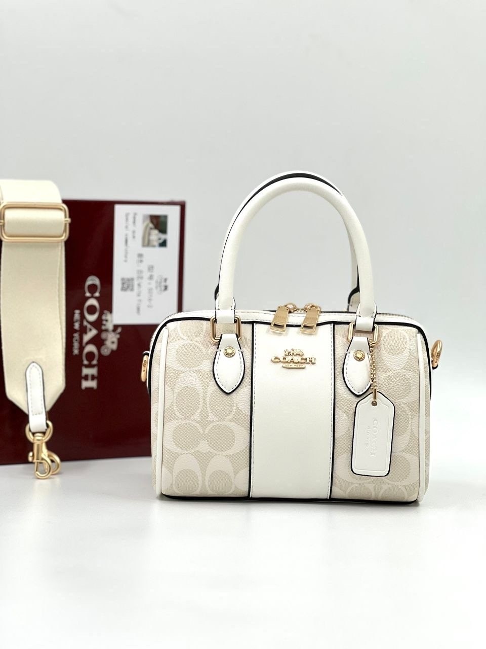 сумка coach,сумка женская coach,coach сумка rowan satchel in signature canvas,сумка с фирменным покрытием coach,сумка coach коричневый