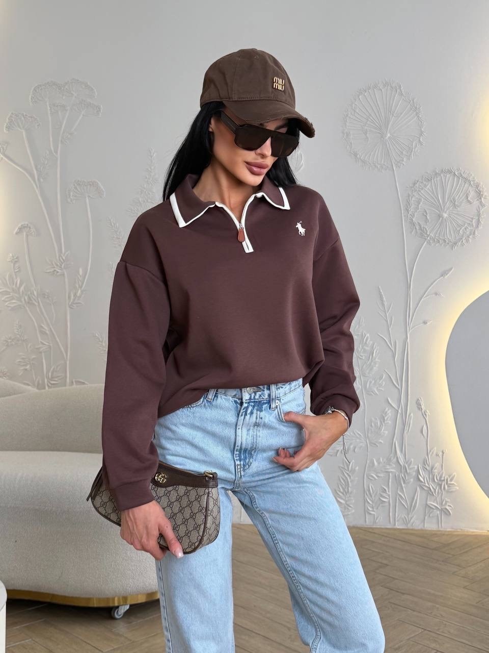 свитшот поло женский,свитшот женская,свитшот оверсайз поло y2k saxap 258493481,свитшот поло,женская кофта