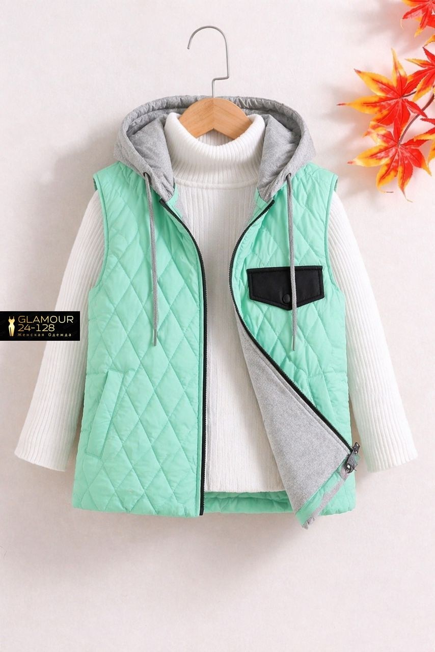 детский жилет,жилетка демисезонная,жилет с капюшоном,жилет для девочки утепленный,жилет женский