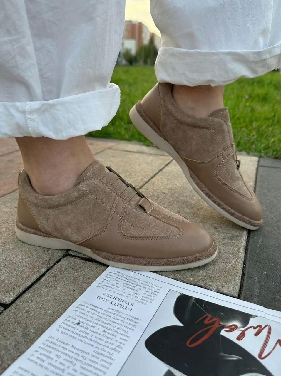 , повседневные,женская ,лоферы женские замшевые,бежевые полуботинки