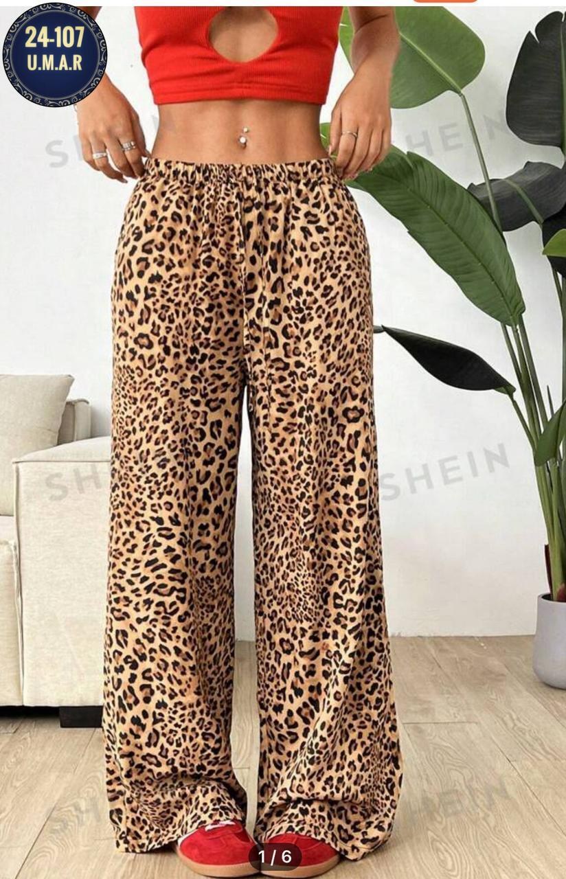 брюки chicever женские с леопардовым принтом,женские широкие брюки с леопардовым принтом,брюки леопардовые,брюки прямого покроя с леопардовым принтом,женские широкие брюки twotwinstyle с леопардовым п