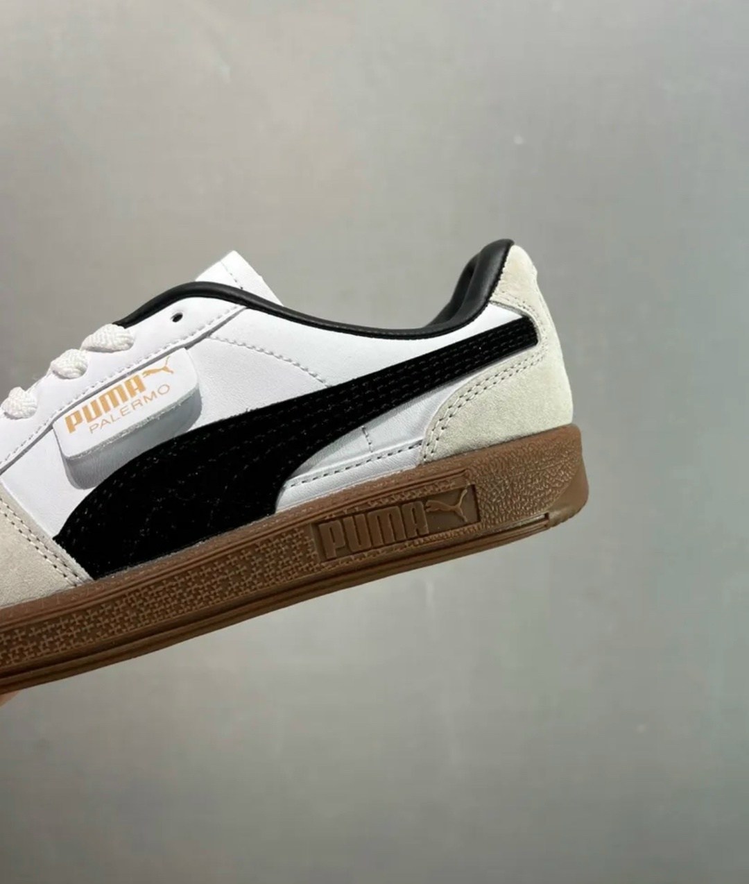 кроссовки puma,кроссовки puma palermo,кеды мужские puma palermo lth puma white/vapor gray/gum,puma низкие кроссовки 'palermo' белый,