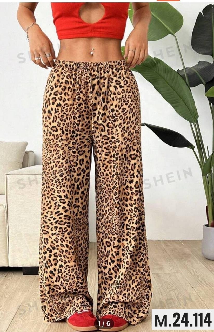 брюки chicever женские с леопардовым принтом,женские широкие брюки с леопардовым принтом,брюки прямого покроя с леопардовым принтом,женские широкие брюки twotwinstyle с леопардовым принтом и высокой т