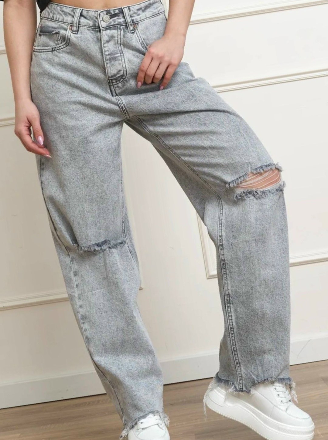 джинсы широкие рваные,серые широкие джинсы,серые джинсы,джинсы женские,джинсы оверсайз