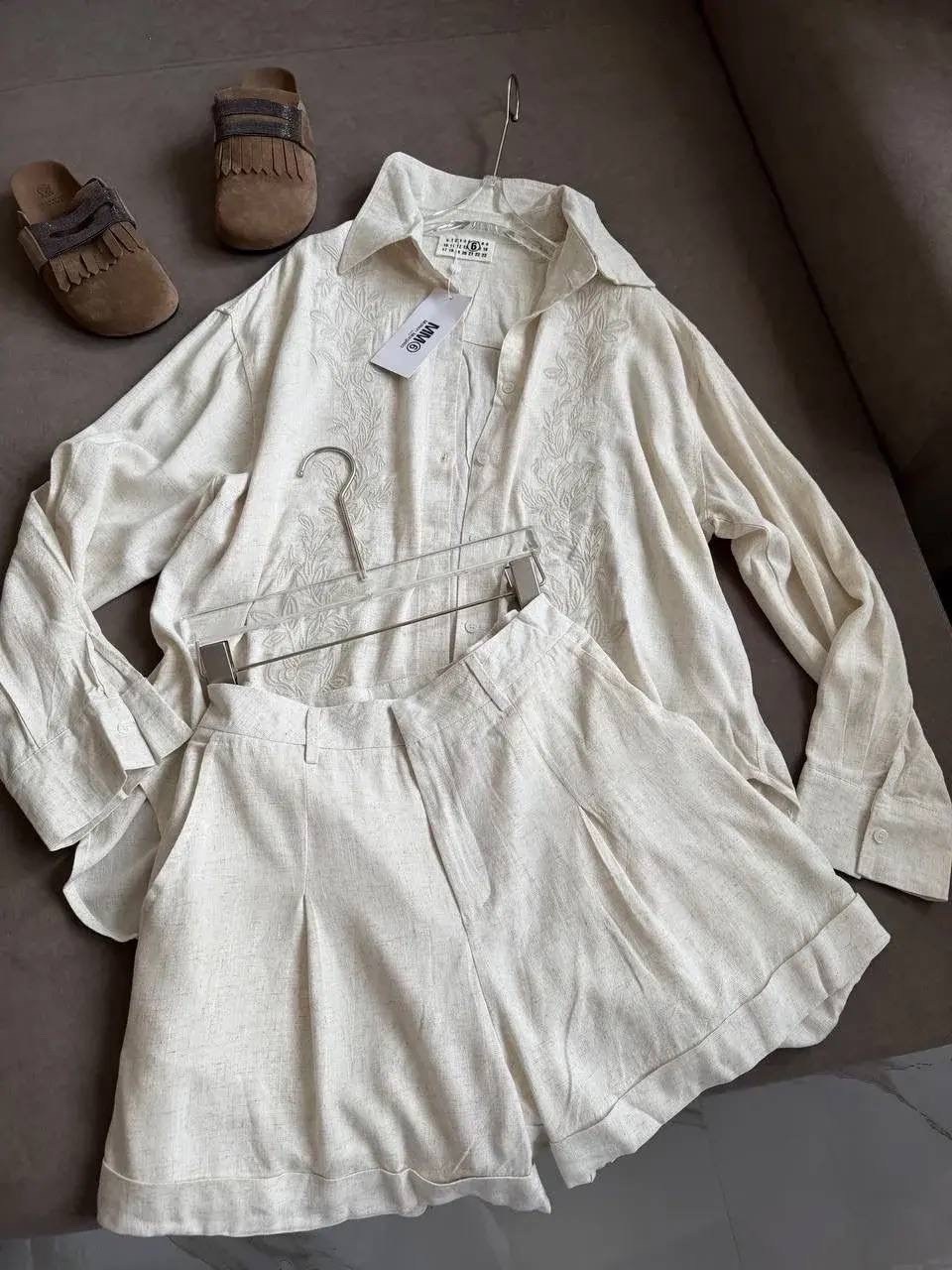 льняной костюм с шортами,льняные шорты,льняной костюм,костюм из льна,летний костюм из льна