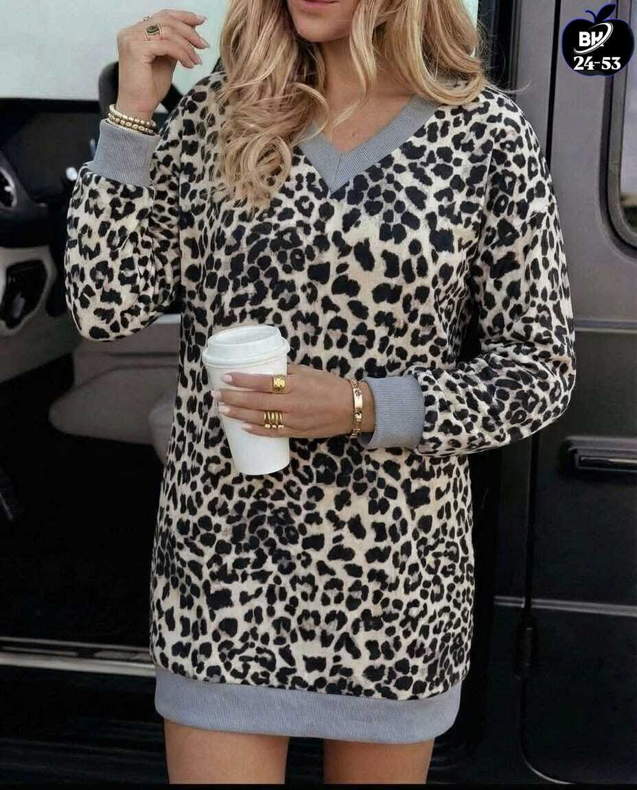 платье с леопардовым принтом,туника женская,платье туника женская,туники из леопардовой ткани,платье туника