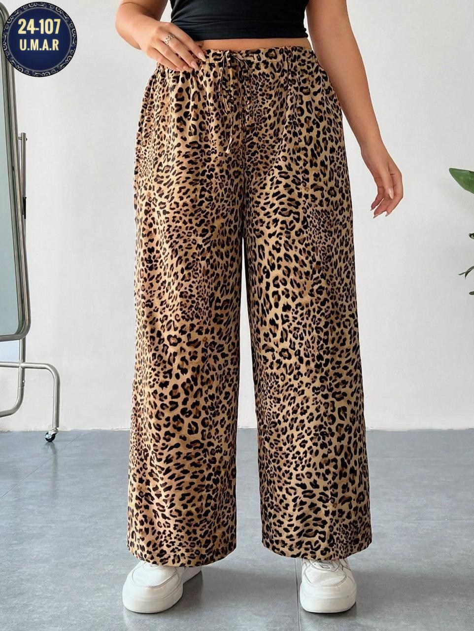 брюки chicever женские с леопардовым принтом,женские широкие брюки с леопардовым принтом,брюки леопардовые,брюки прямого покроя с леопардовым принтом,женские широкие брюки twotwinstyle с леопардовым п
