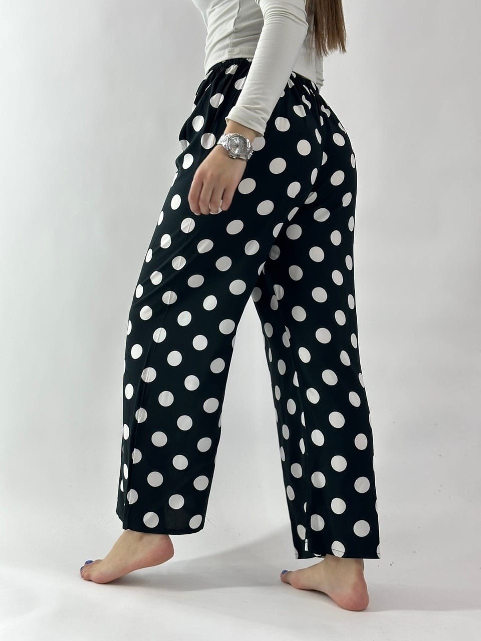 домашние брюки,штаны домашние,штаны домашние пляжные шаровары,кюлоты 503-130 горошек,пижамные штаны