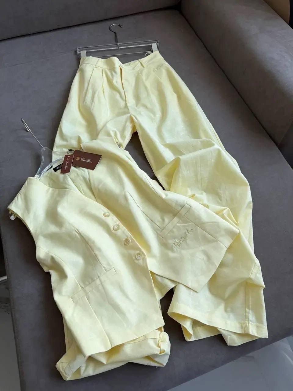 костюм льняной брючный,женские брючные костюмы,широкие брюки,повседневный костюм,брюки комплект