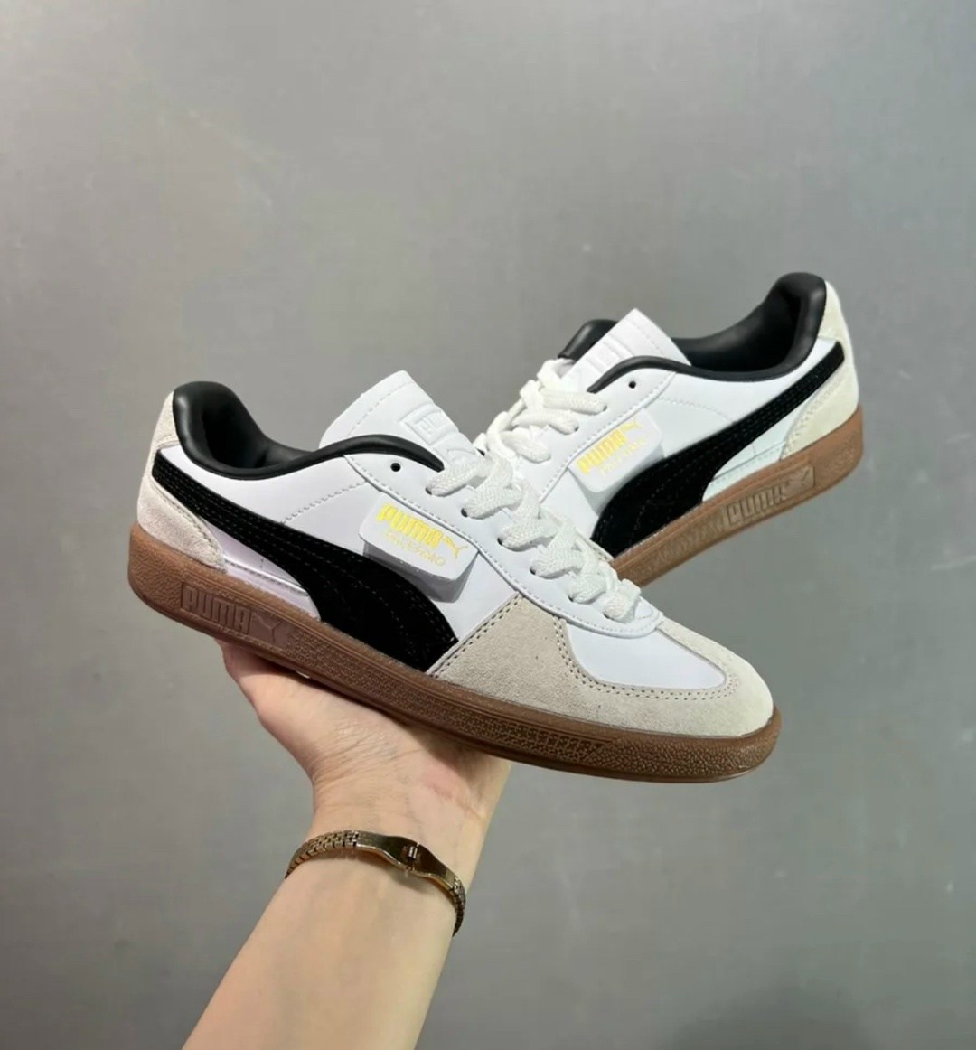 кроссовки puma,кроссовки puma palermo,кеды мужские puma palermo lth puma white/vapor gray/gum,puma низкие кроссовки 'palermo' белый,