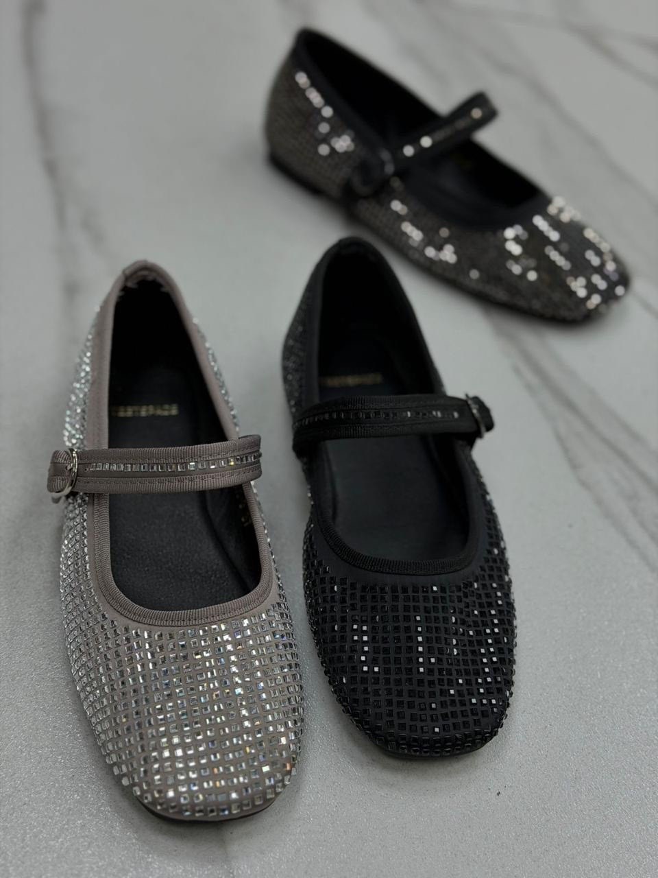 ,черные кожаные балетки с камнями alaia,балетки,балетки женские, женская