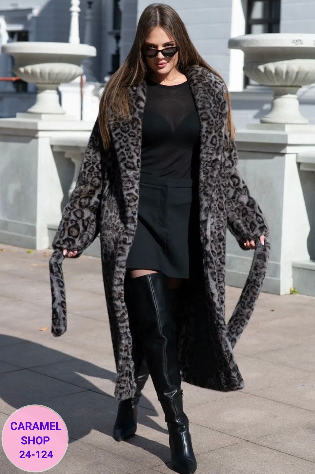 леопардовая шуба,шуба леопард,экошуба под норку серый леопард,шуба,шуба искусственная
